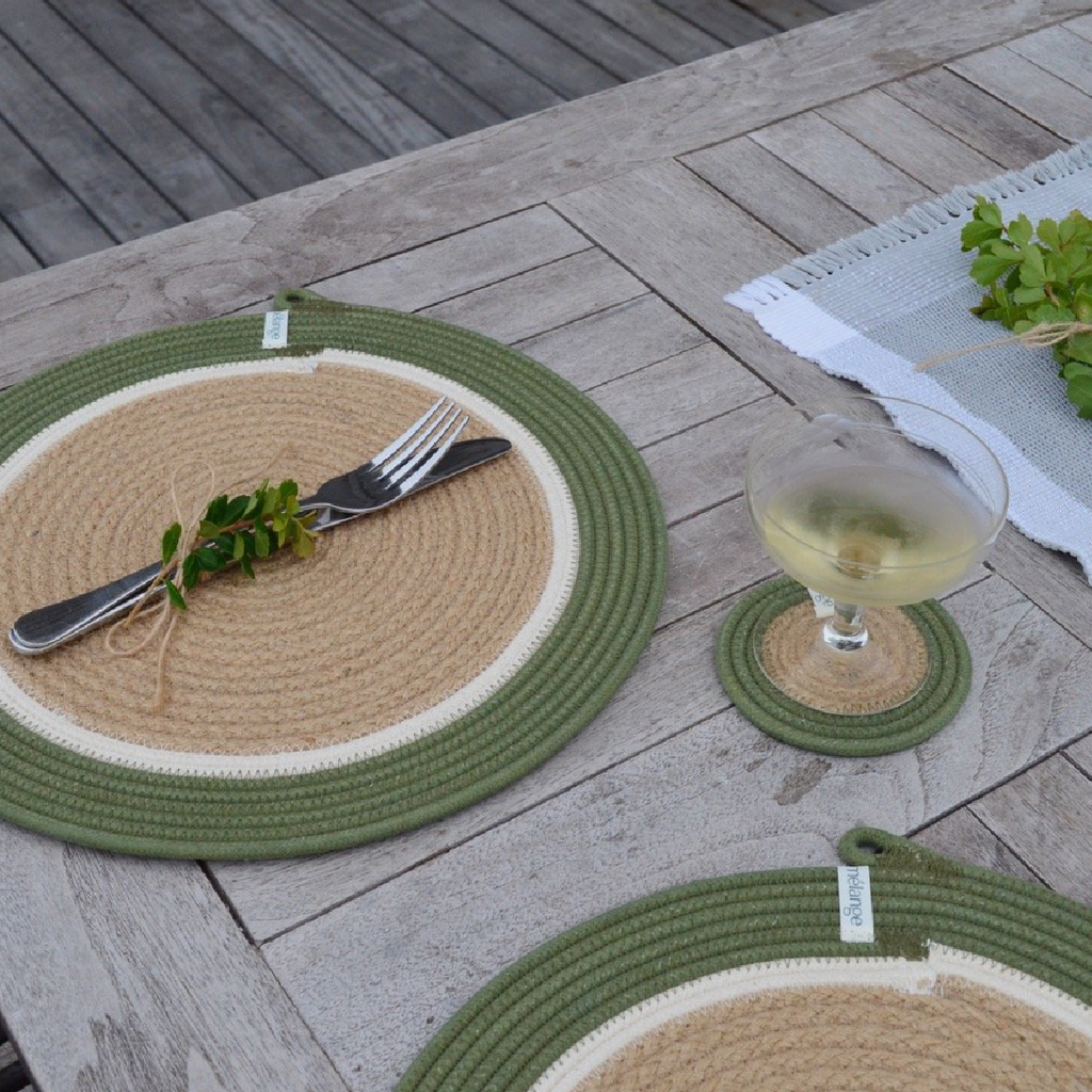 Placemats & Coasters Olive Jute Jungle (set of 4 each)