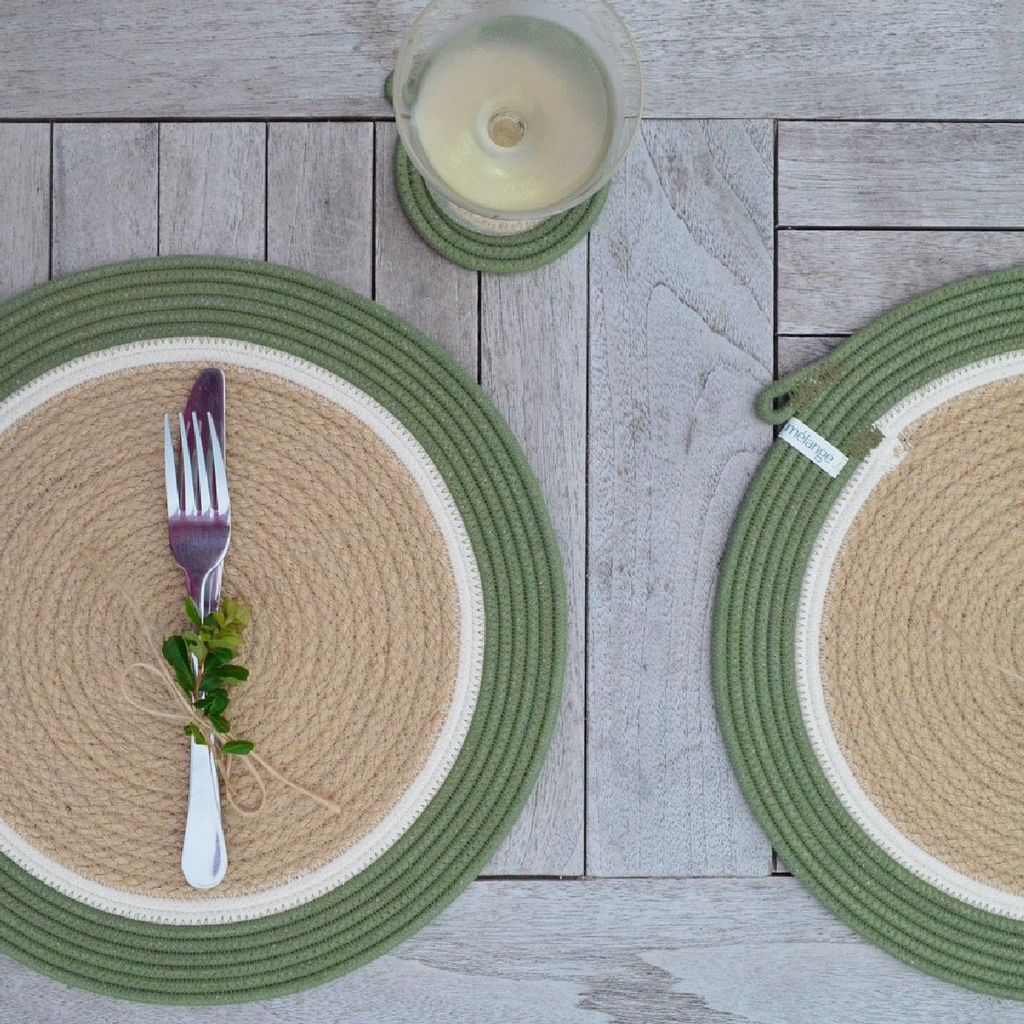 Placemats & Coasters Olive Jute Jungle (set of 4 each)