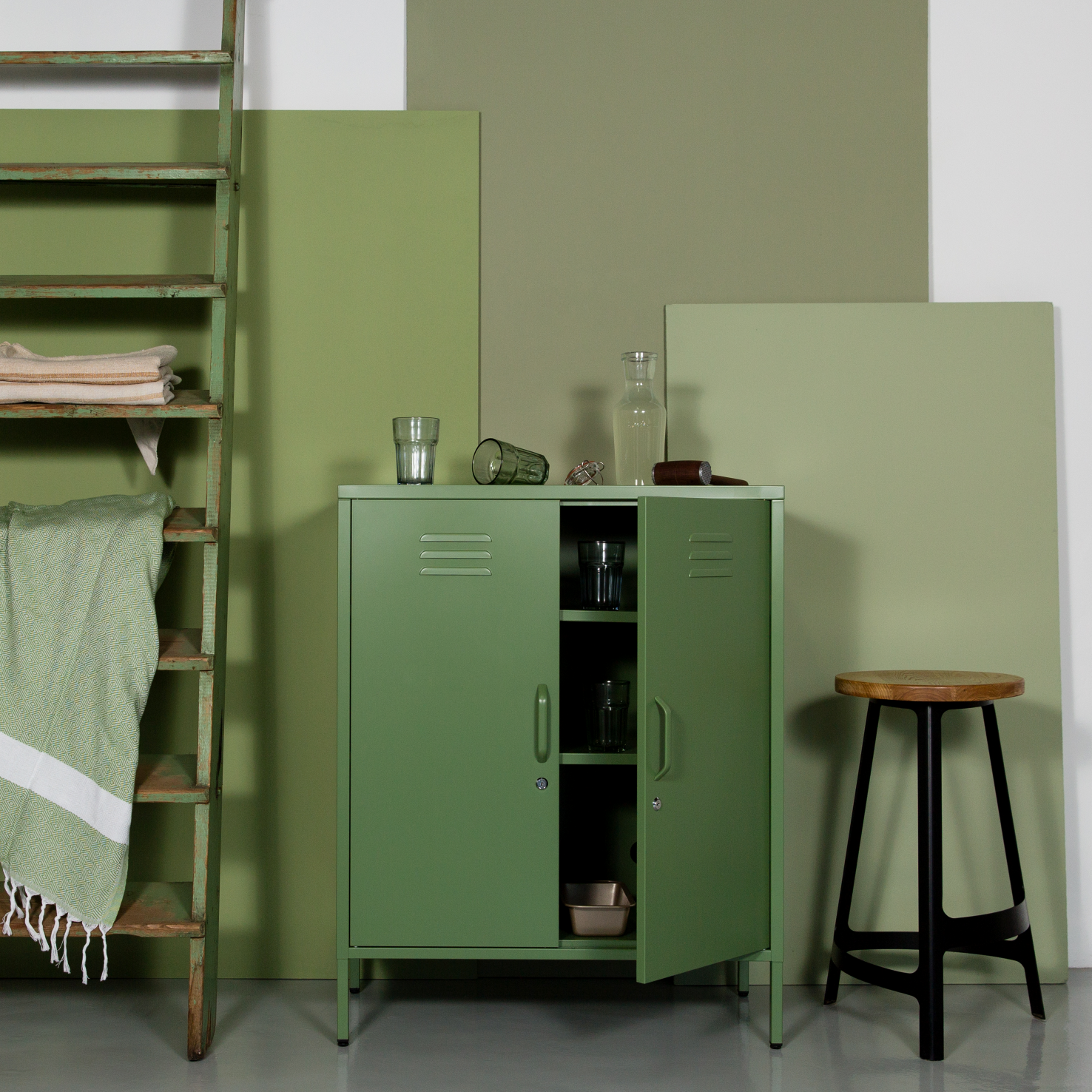 Popstrukt Sugar Cube Cabinet - Reed Green