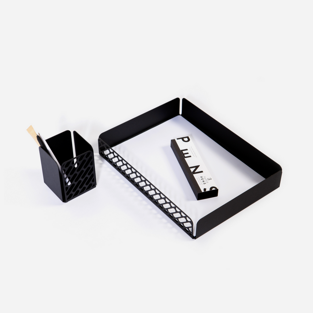 Pen Bucket & Paper Tray Set