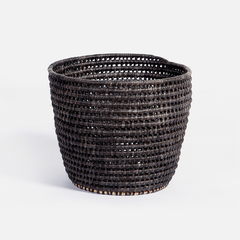 Woven Rustic Plant Basket - Black