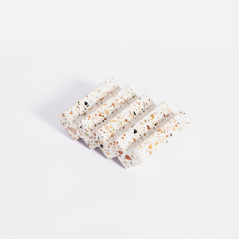 Zig Zag Soap Dish - White & Colour Terrazzo