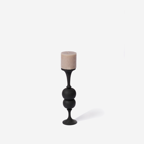 Bobbly Candle Holder 2 Ball - Black