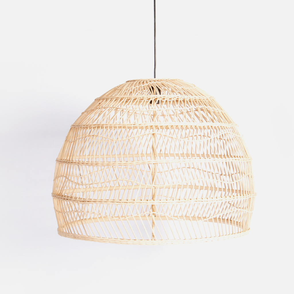 Rattan Thick Dome Pendant Light - Natural