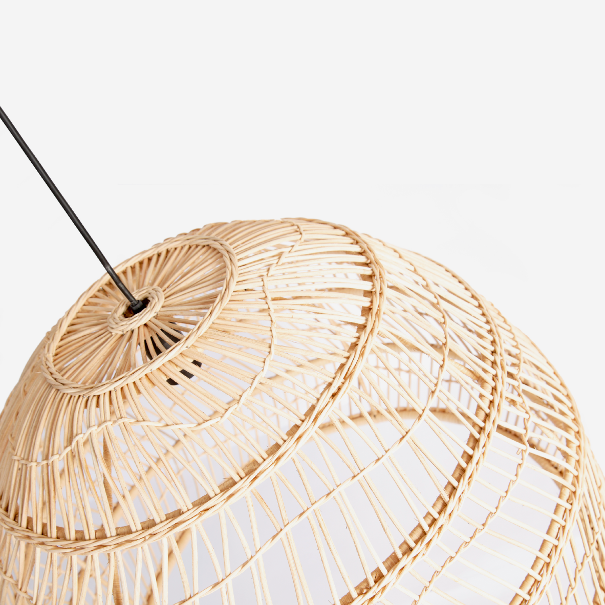 Rattan Thick Dome Pendant Light - Natural