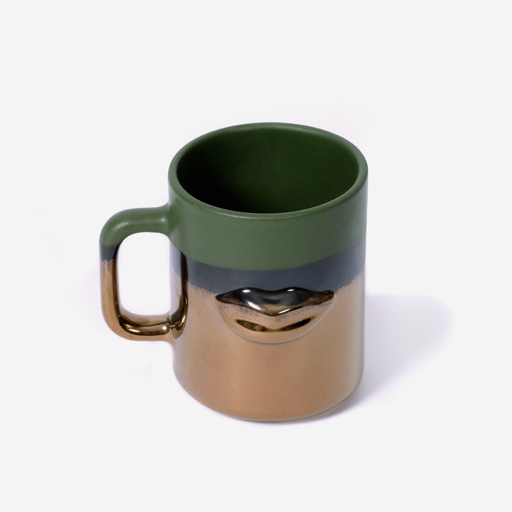 The Lips Mug - Green & Bronze