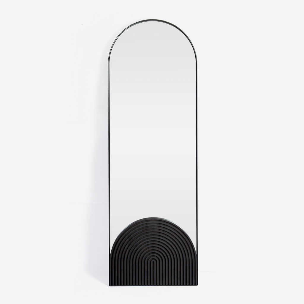 Afro Scandi Arch Leaning Mirror - Ebony