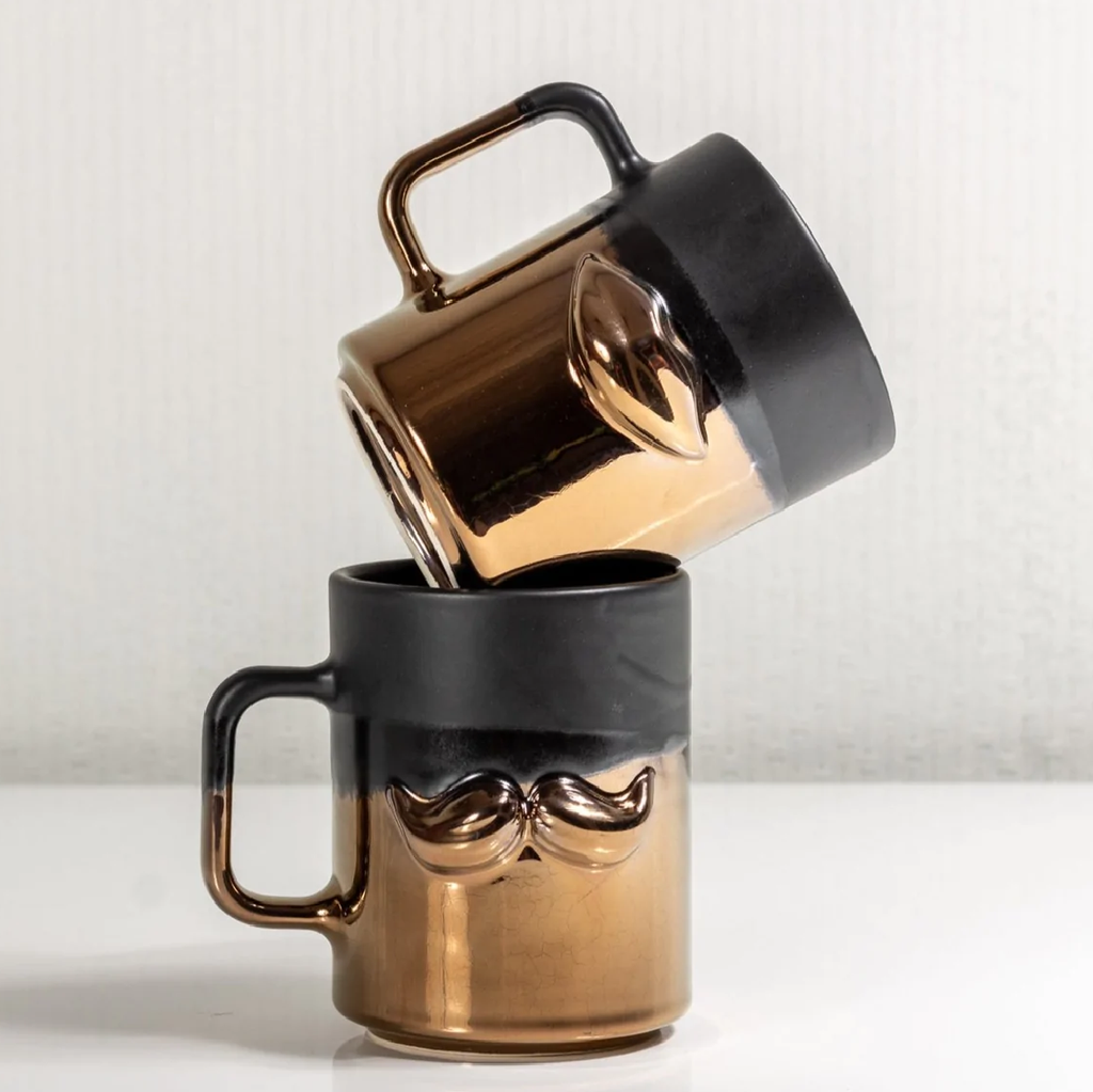 Salvatore Moustache Mug - Bronze & Black